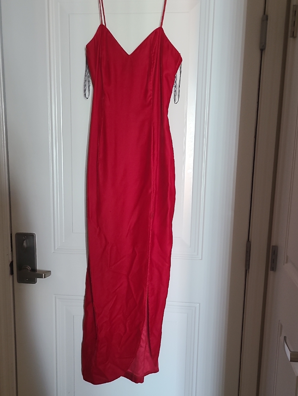 ROBERTA Full Length Red Evening Dress. Size 9/10. Runs Small. Slit Front.